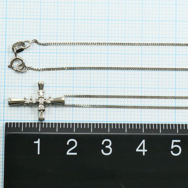 K10 K14ホワイトゴールドダイヤモンドネックレス