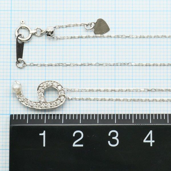 Au750ホワイトゴールド パール ダイヤモンド ネックレス