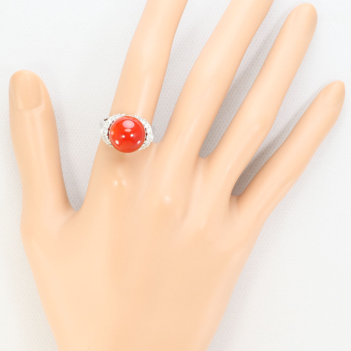 プラチナ サンゴ ダイヤモンド リング