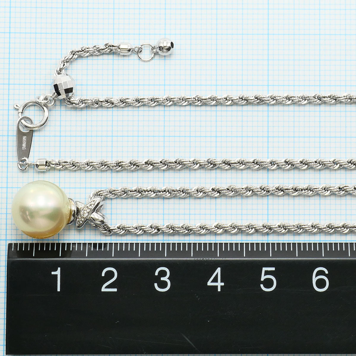 Au750ホワイトゴールド 南洋真珠 ダイヤモンド ネックレス