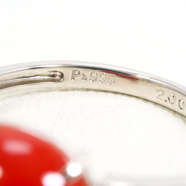 PT999 プラチナ サンゴ ダイヤモンド リング