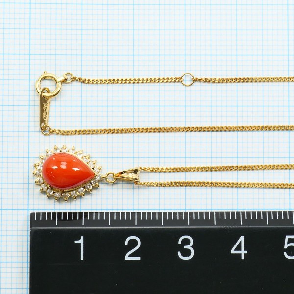 Au750 サンゴダイヤネックレス