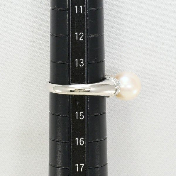 プラチナ PT900 アコヤ真珠 ダイヤモンド リング