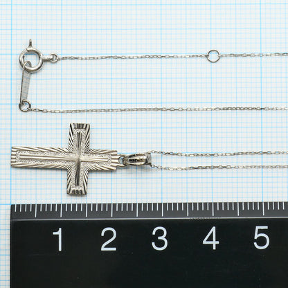 K10ホワイトゴールドクロスネックレス