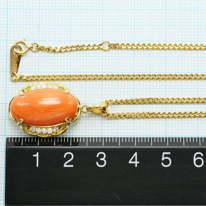 Au750 サンゴ ダイヤモンド ネックレス