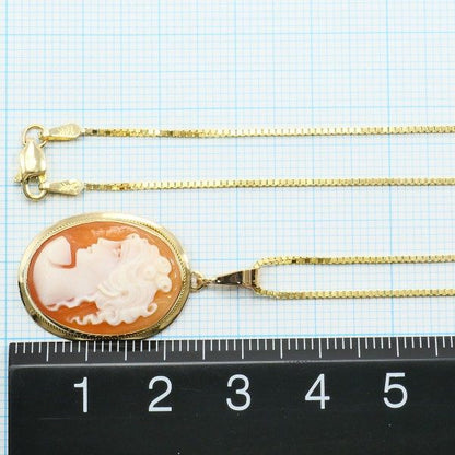14Kイエローゴールドシェルカメオネックレス