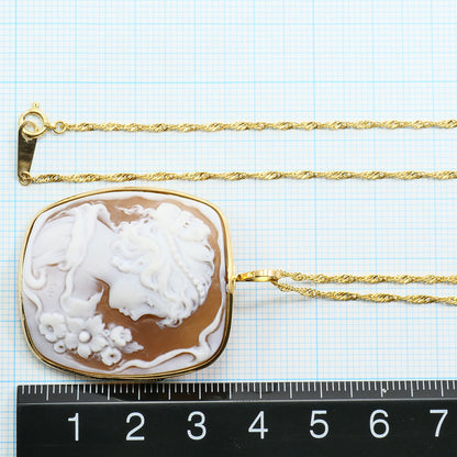 Au750 2wayシェルカメオネックレスブローチ