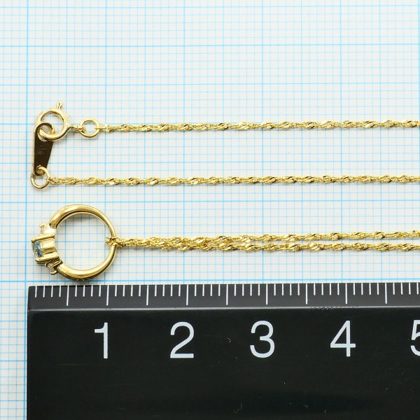 Au750イエローゴールドアクアマリンダイヤネックレス