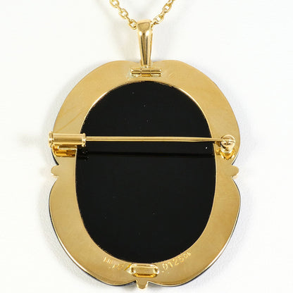 Au750 Stone Cameo Onyx Diamond 2way Necklace Brooch