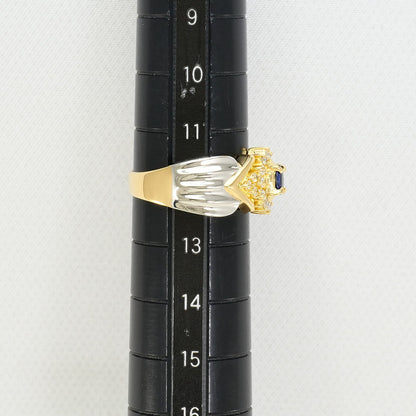 Pt900 K18YG サファイア ダイヤモンド リング