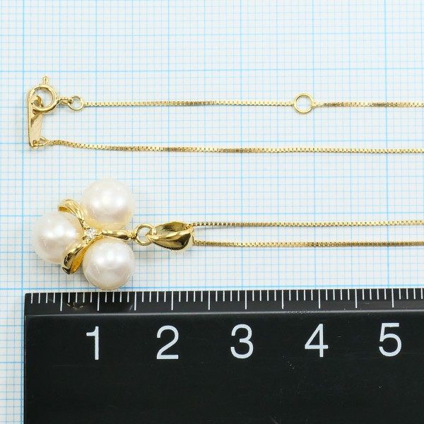 Au750 パール ダイヤ ネックレス