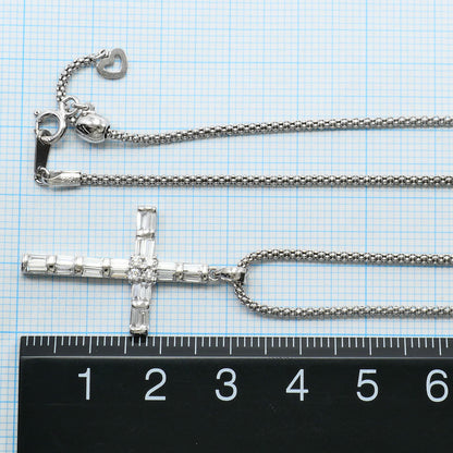 Au750ホワイトゴールド ダイヤモンド クロスネックレス