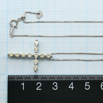 Au750ホワイトゴールド イエローダイヤモンド クロスネックレス