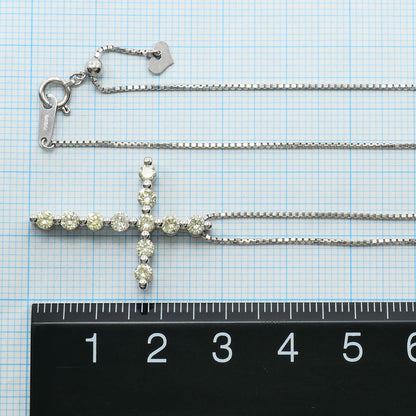 Au750ホワイトゴールド イエローダイヤモンド クロスネックレス