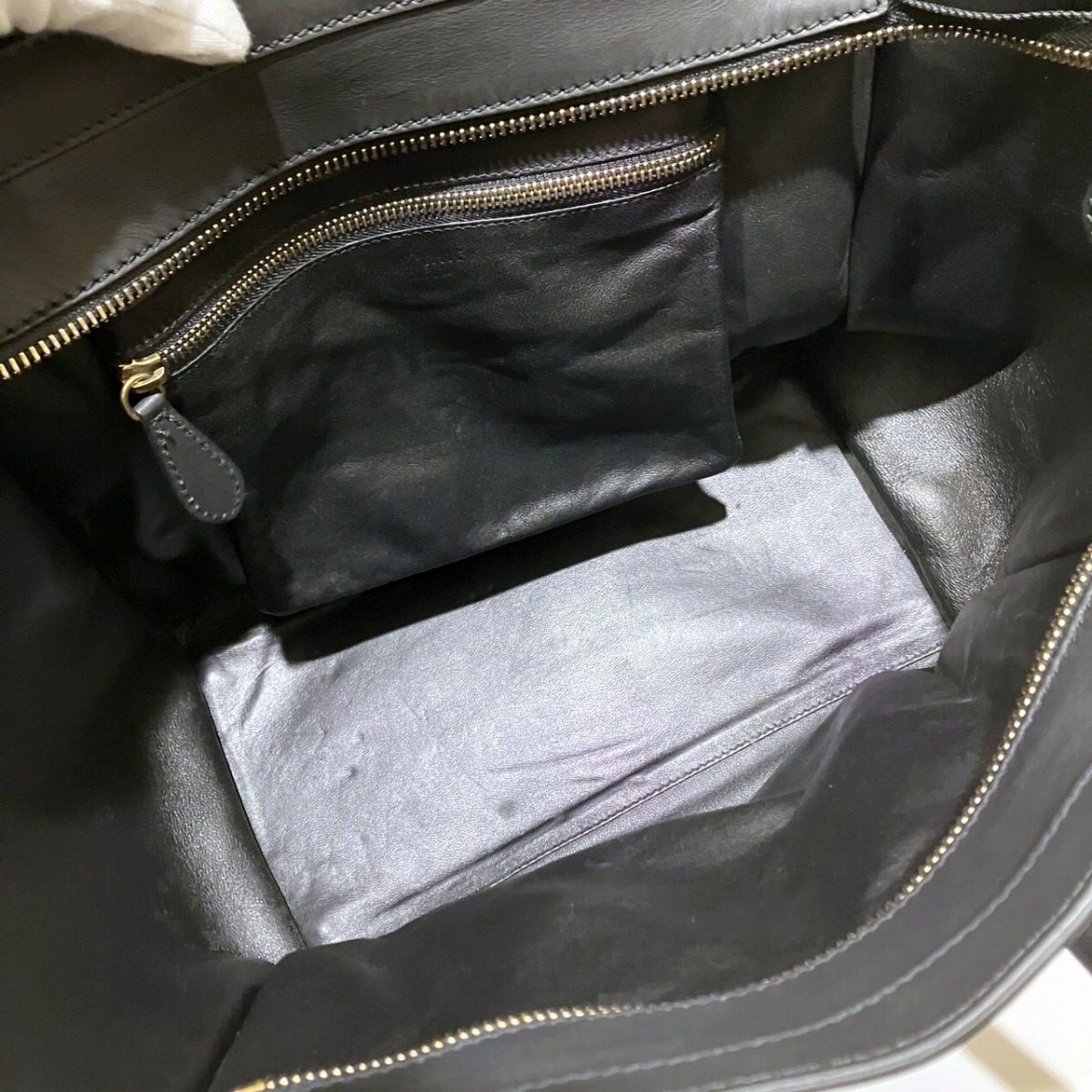 セリーヌ ラゲージミニショッパー レザー 麻 ハンドバッグ