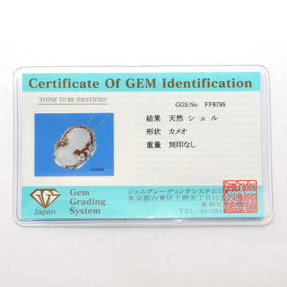 Au750ホワイトゴールド シェルカメオ 2wayペンダントブローチ