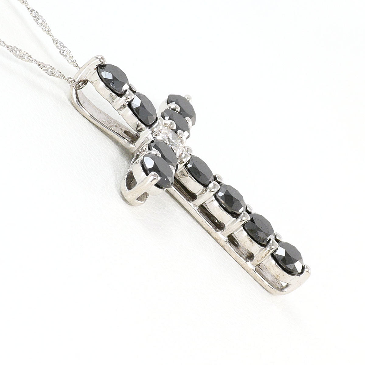 Au750 PT850 ダイヤモンド クロスネックレス