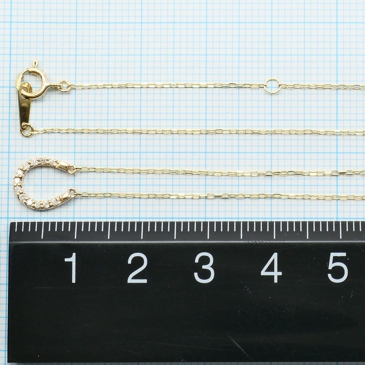 K10 イエロー ゴールド ダイヤモンド ホースシュー ネックレス