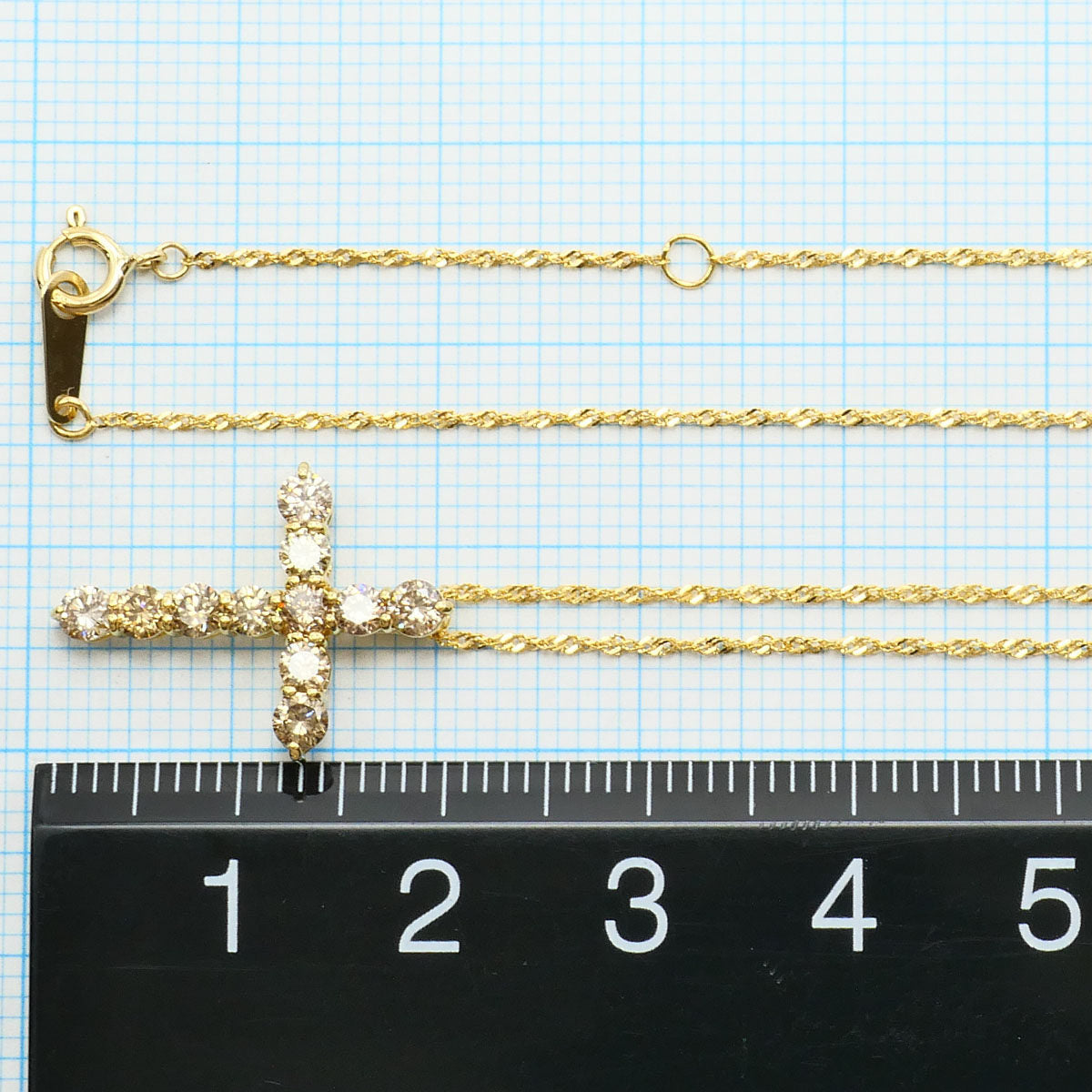 Au750 ブラウンダイヤモンド クロス ネックレス
