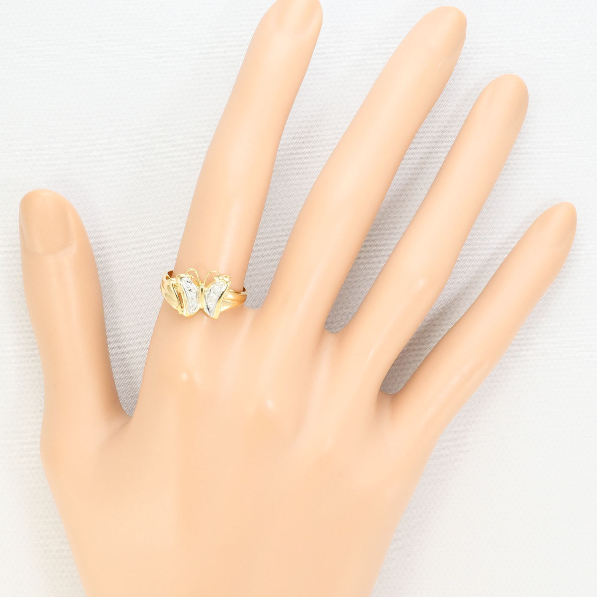 プラチナ Au750 蝶 ダイヤモンド リング