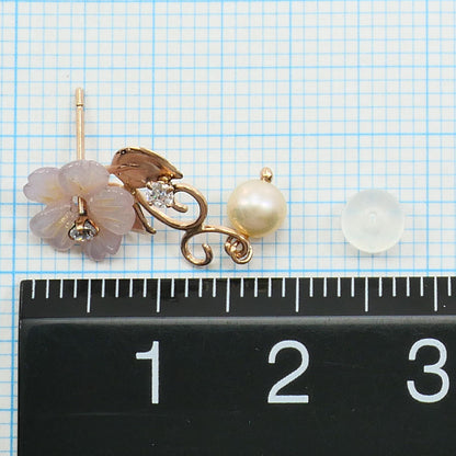 K10ピンクゴールドシェルジルコニアパールピアス