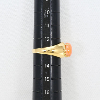 Au750イエローゴールドサンゴダイヤモンドリング