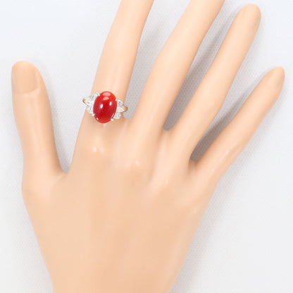 プラチナ サンゴ ダイヤモンド リング