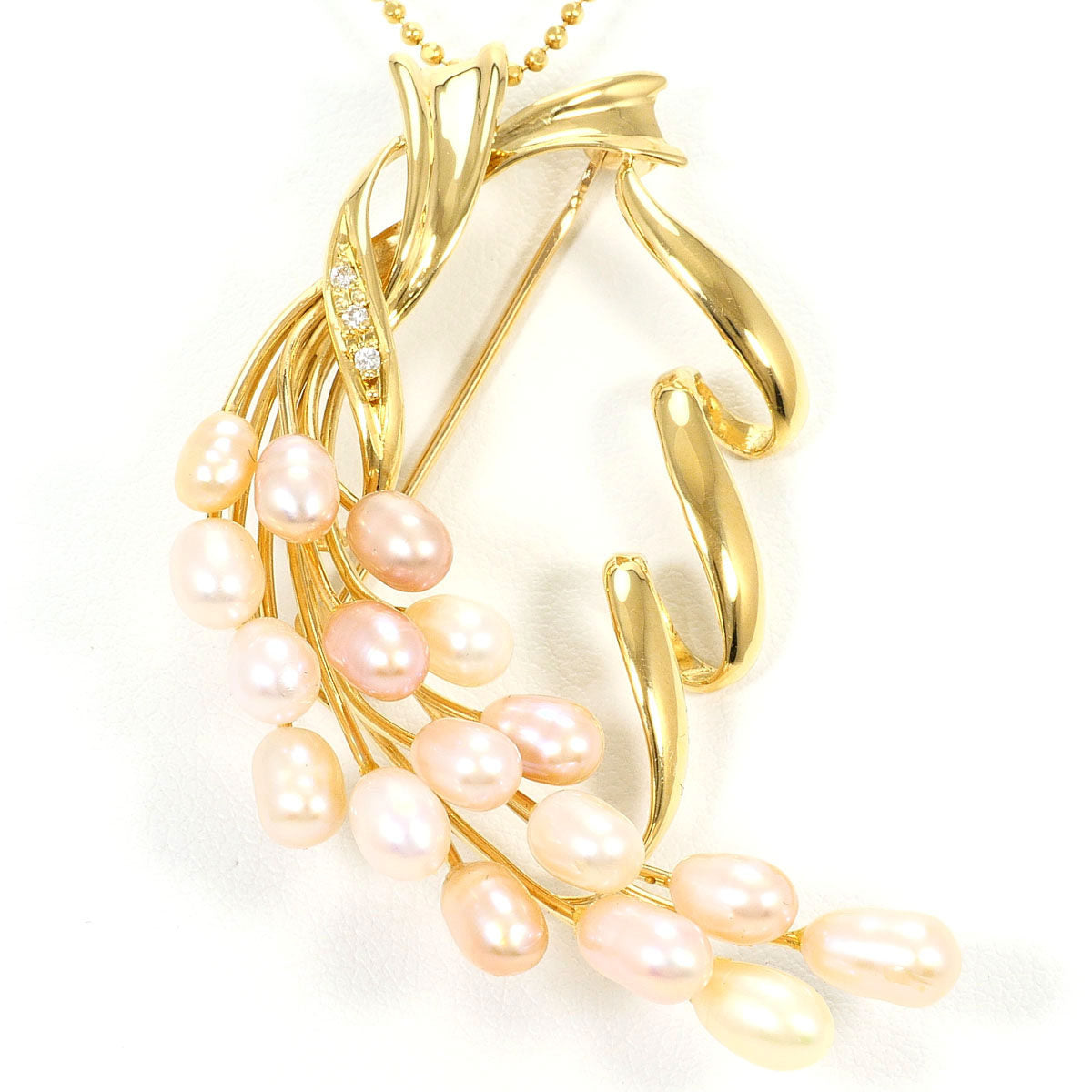 Au750 淡水パール ダイヤモンド 2wayネックレスブローチ