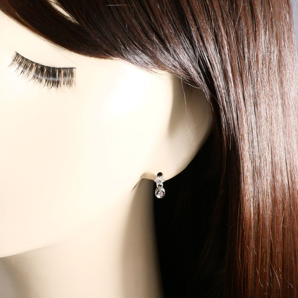 Au750ホワイトゴールドピンクダイヤモンドダイヤモンドピアス