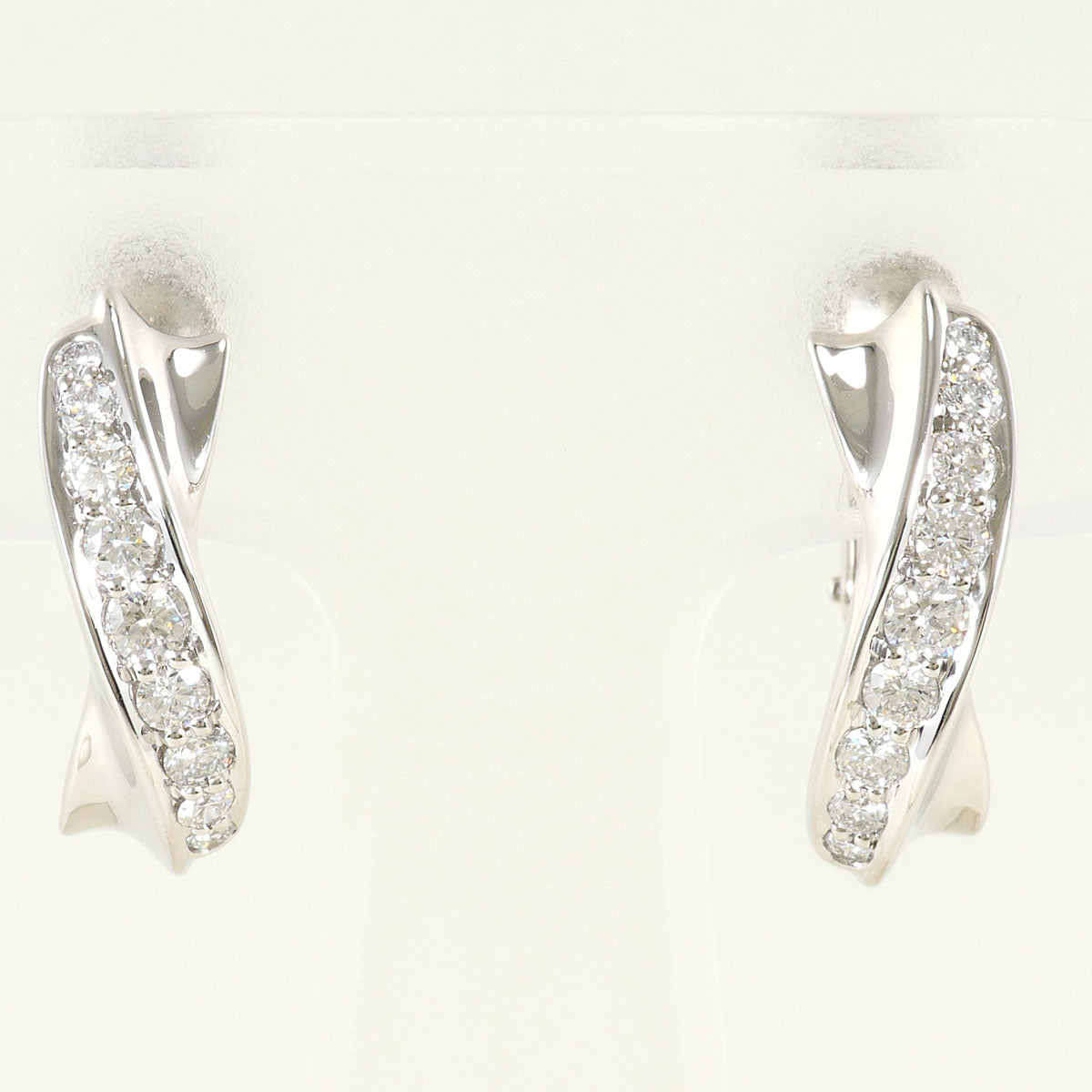 プラチナ Au750ホワイトゴールド ダイヤモンド イヤリング