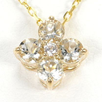 K10 Yellow Gold White Sapphire Quartz Necklace
