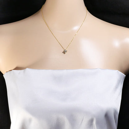 K10 Yellow Gold White Sapphire Quartz Necklace