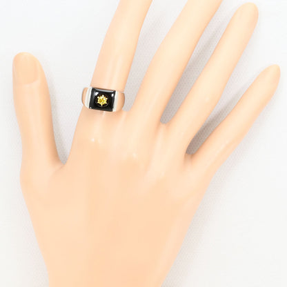 プラチナ Au750 オニキス イエローダイヤモンド リング