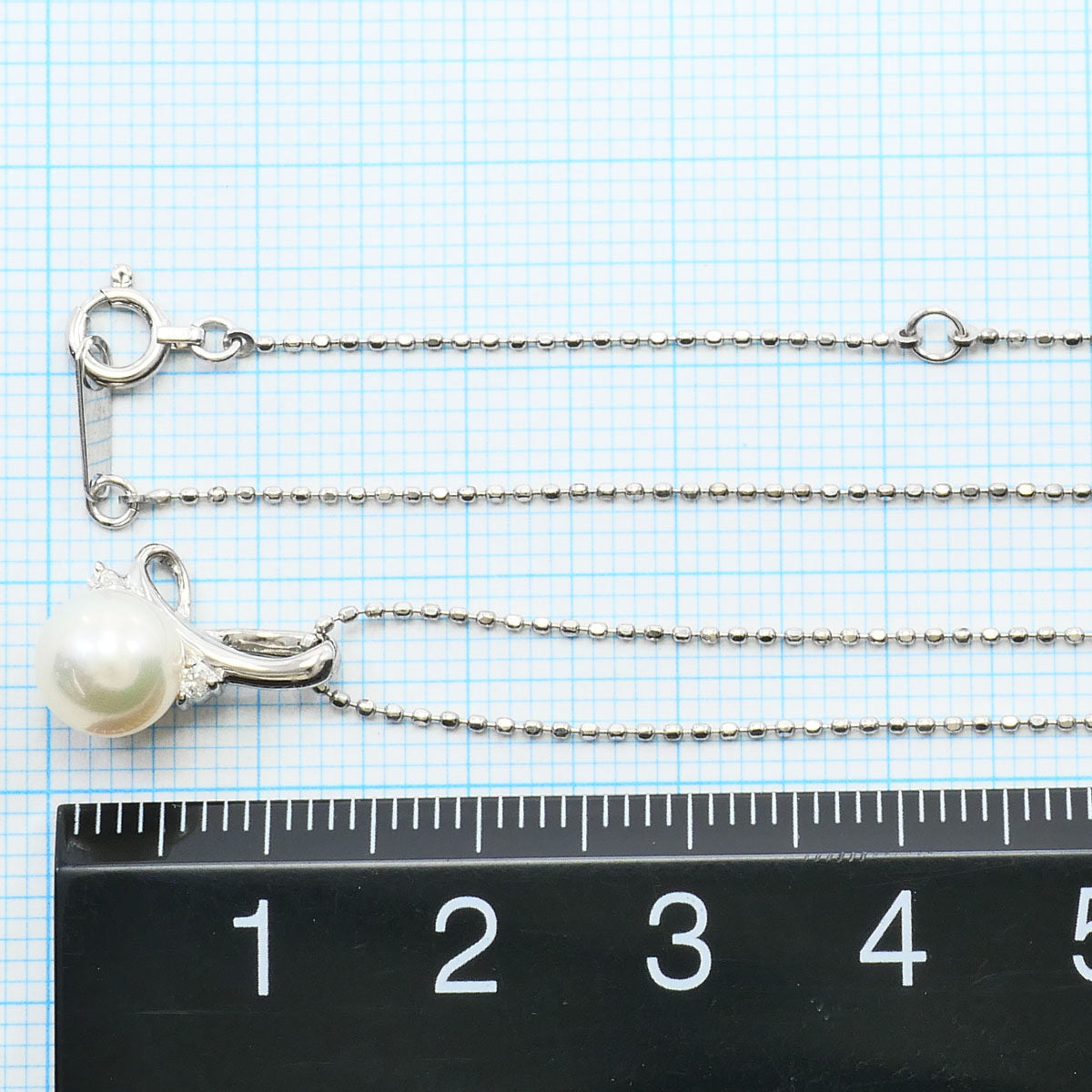 K10ホワイトゴールド パール ダイヤモンド ネックレス