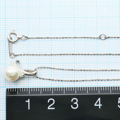 K10ホワイトゴールド パール ダイヤモンド ネックレス