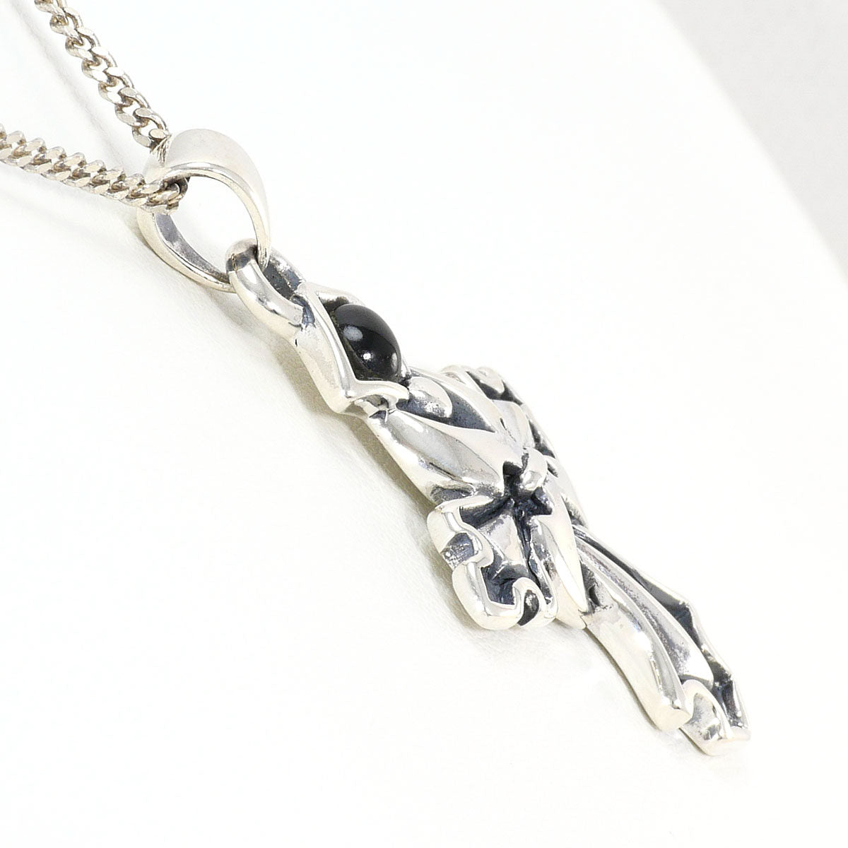 シルバー925 天然石 クロスネックレス