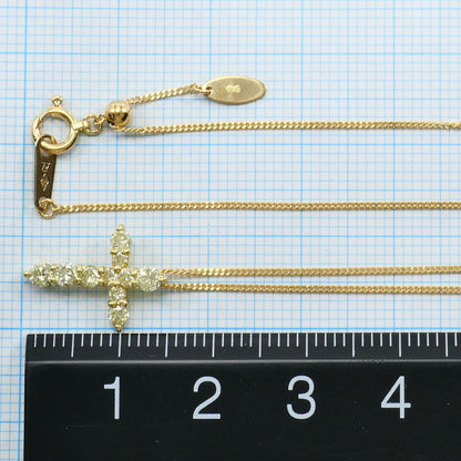 Au750 イエローダイヤモンド クロス ネックレス