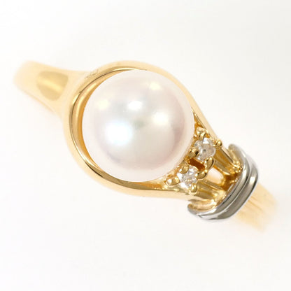 Au750 Platinum Au750 Yellow Gold Pearl Diamond Ring