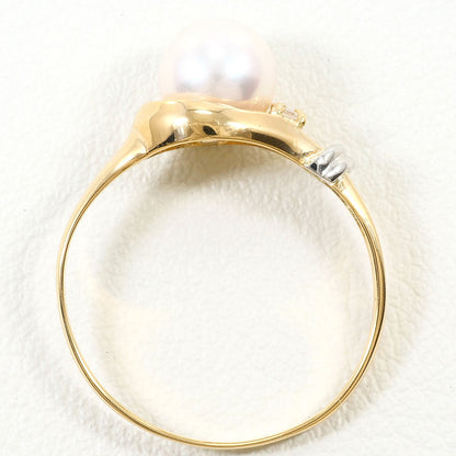 Au750 Platinum Au750 Yellow Gold Pearl Diamond Ring