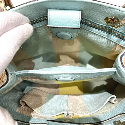 グッチ バンブーショッパー ストロー レザー ハンドバッグ