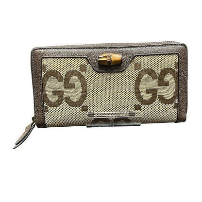 グッチ GGキャンバス バンブー ラウンドファスナー長財布