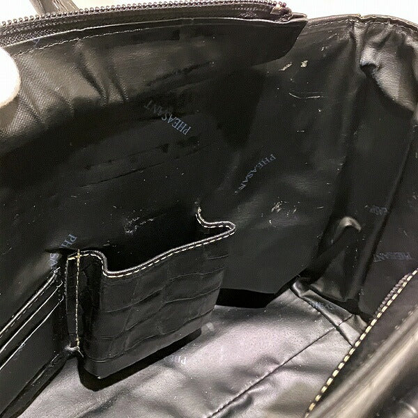フェザント 型押しレザーハンドバッグ