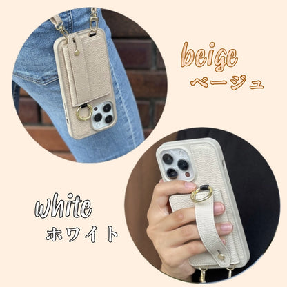 iPhoneレザー調ショルダーカード収納ケース