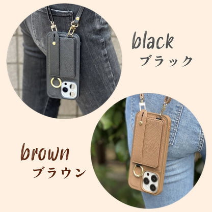 iPhoneレザー調ショルダーカード収納ケース