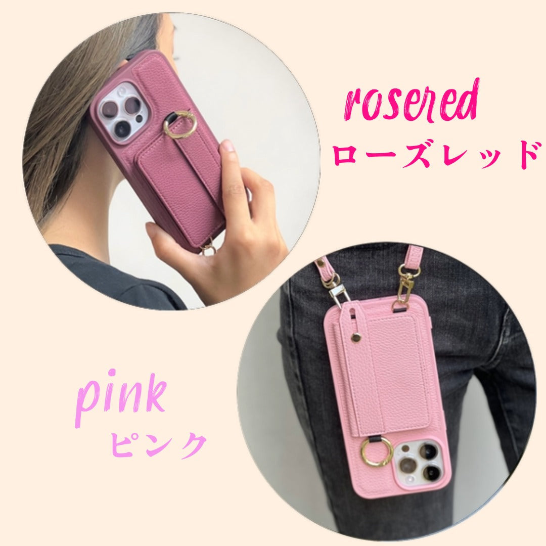 iPhoneレザー調ショルダーカード収納ケース