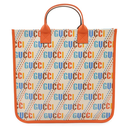 グッチ PVCコーティングキャンバス レザーハンドバッグ