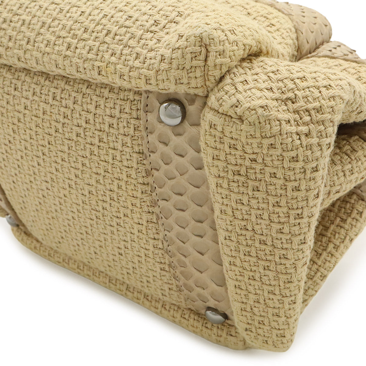 シャネル ココマーク パイソン キャンバス チェーンショルダーバッグ