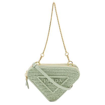プラダ Crochet MINI CONTENITORI ラフィア レザー クラッチバッグ