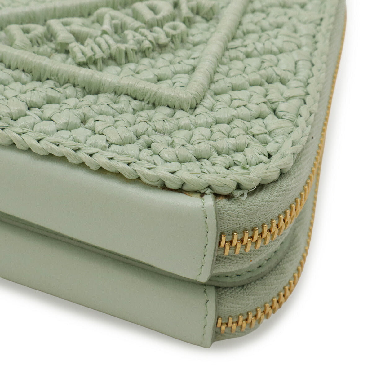 プラダ Crochet MINI CONTENITORI ラフィア レザー クラッチバッグ