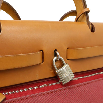 エルメス エールバッグジップPM トワルオフィシエ カーフ ハンドバッグ